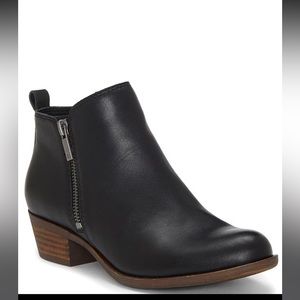 Lucky brand Basel Smooth Leather Side Zip Block Heel Booties